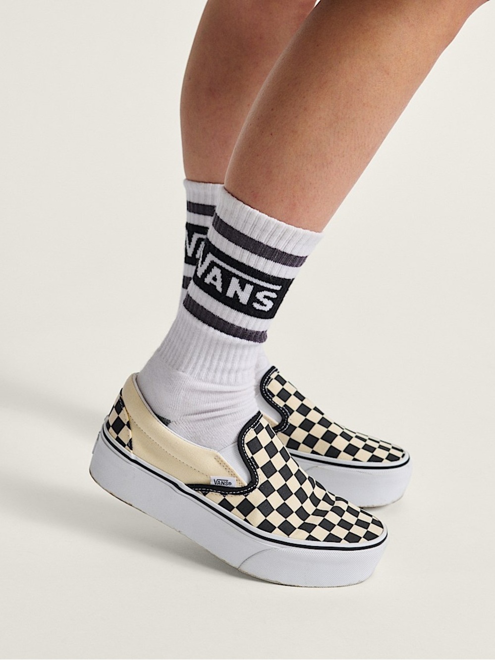 Vans' Classic Slip-On Checkerboard Sneakers - Black/White - Picture 3 of 14